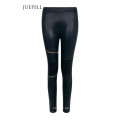 Reißverschluss PU Fahrrad Frauen Leggings